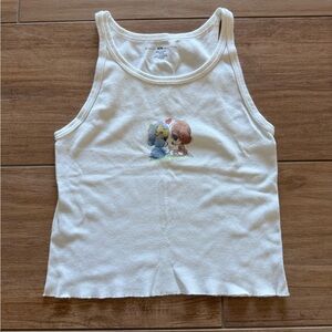 Brandy Melville White Tank Top with Cute Graphic